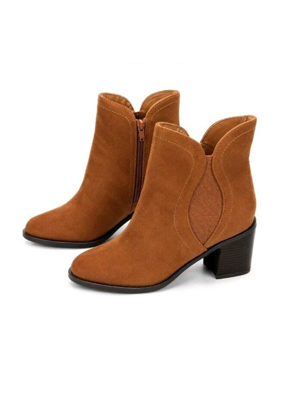 Bamboo Sadie Faux Suede Ankle Booties Chestnut Women's Size 9 NEW